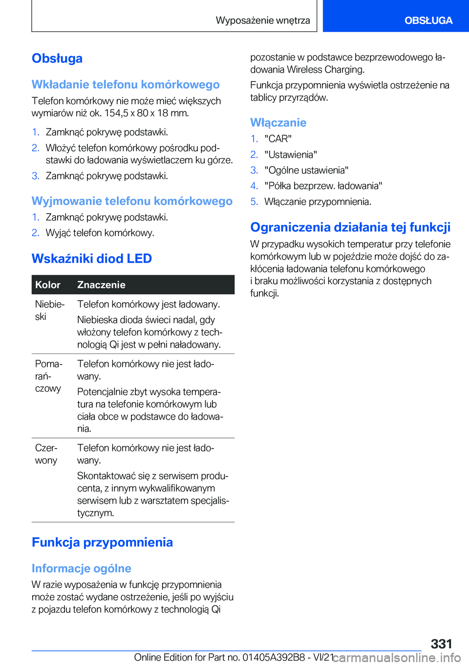 BMW 4 SERIES 2022  Instrukcja obsługi (in Polish) �O�b�s�ł�u�g�a
�W�k�ł�a�d�a�n�i�e��t�e�l�e�f�o�n�u��k�o�m�