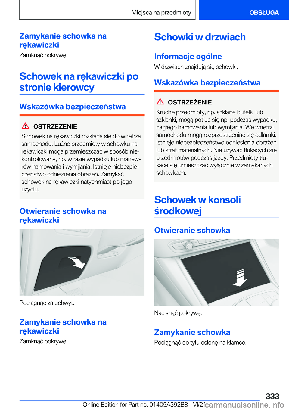 BMW 4 SERIES 2022  Instrukcja obsługi (in Polish) �Z�a�m�y�k�a�n�i�e��s�c�h�o�w�k�a��n�a
�r�