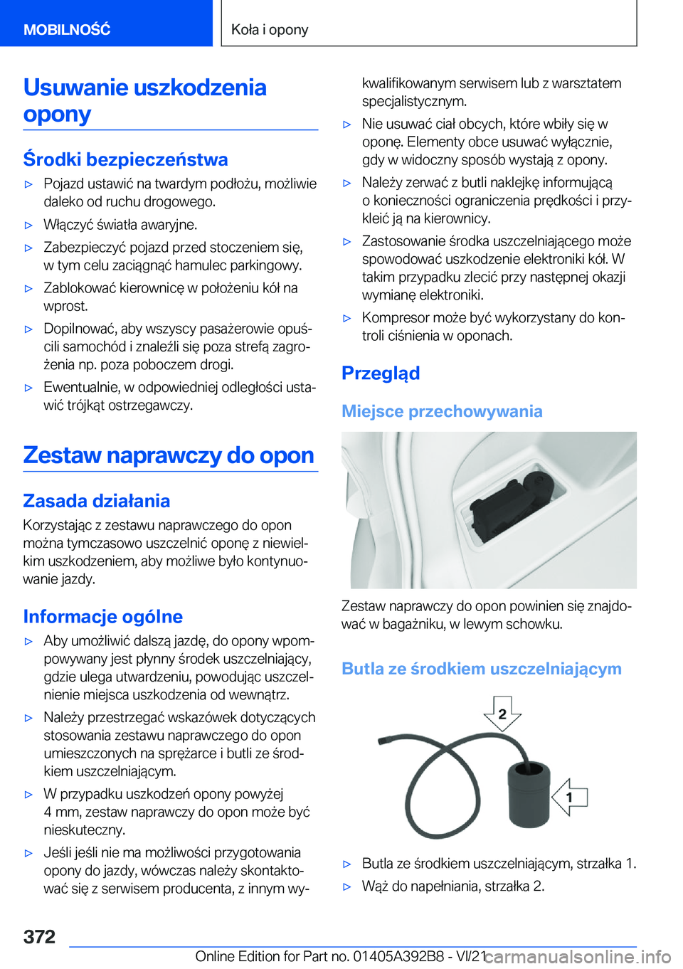 BMW 4 SERIES 2022  Instrukcja obsługi (in Polish) �U�s�u�w�a�n�i�e��u�s�z�k�o�d�z�e�n�i�a�o�p�o�n�y
�r�o�d�k�i��b�e�z�p�i�e�c�z�e�