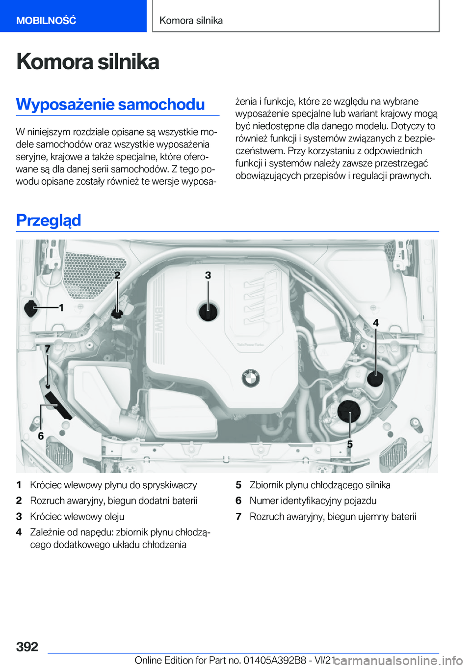BMW 4 SERIES 2022  Instrukcja obsługi (in Polish) �K�o�m�o�r�a��s�i�l�n�i�k�a�W�y�p�o�s�a9�e�n�i�e��s�a�m�o�c�h�o�d�u
�W��n�i�n�i�e�j�s�z�y�m��r�o�z�d�z�i�a�l�e��o�p�i�s�a�n�e��s�