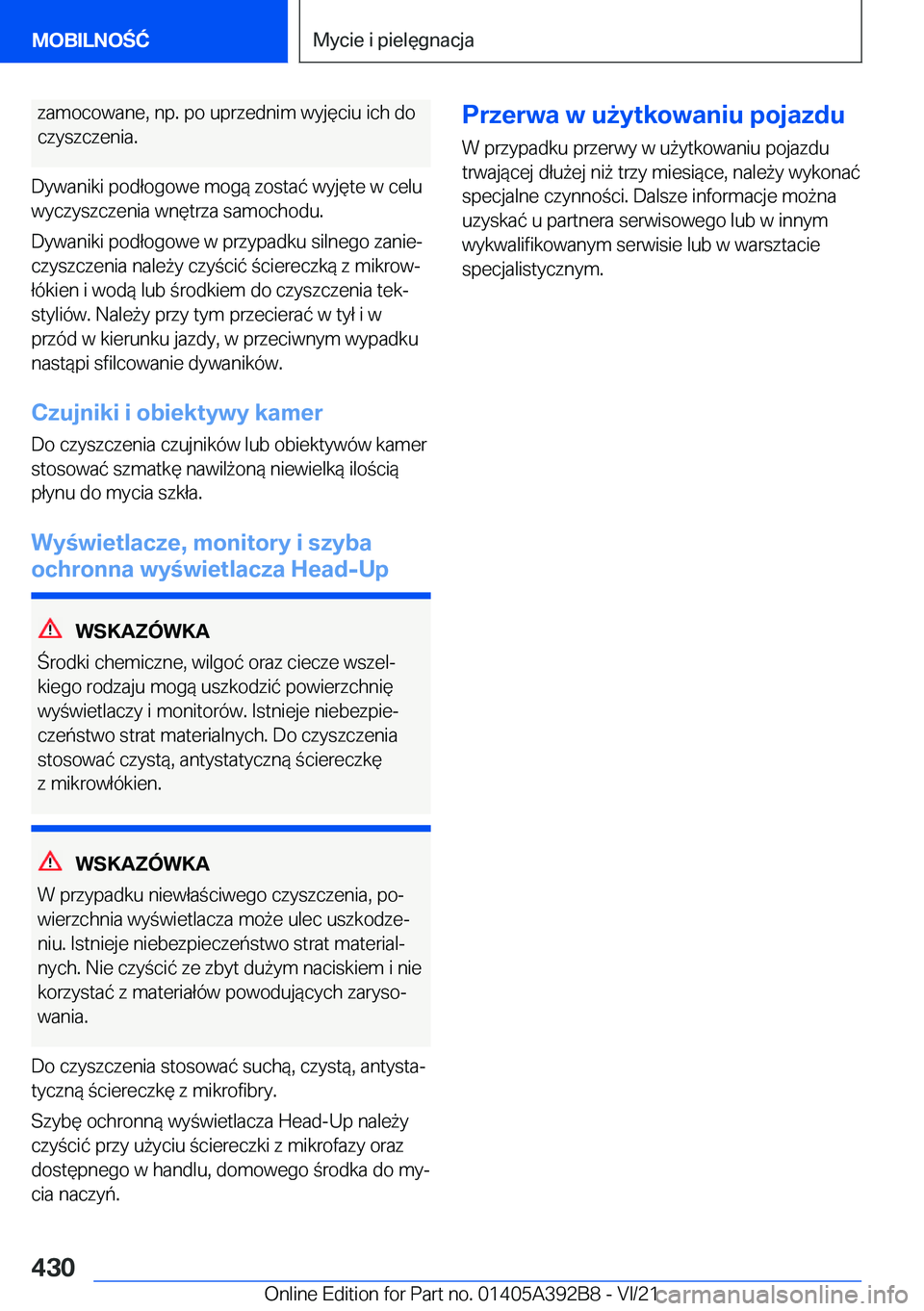 BMW 4 SERIES 2022  Instrukcja obsługi (in Polish) �z�a�m�o�c�o�w�a�n�e�,��n�p�.��p�o��u�p�r�z�e�d�n�i�m��w�y�j�