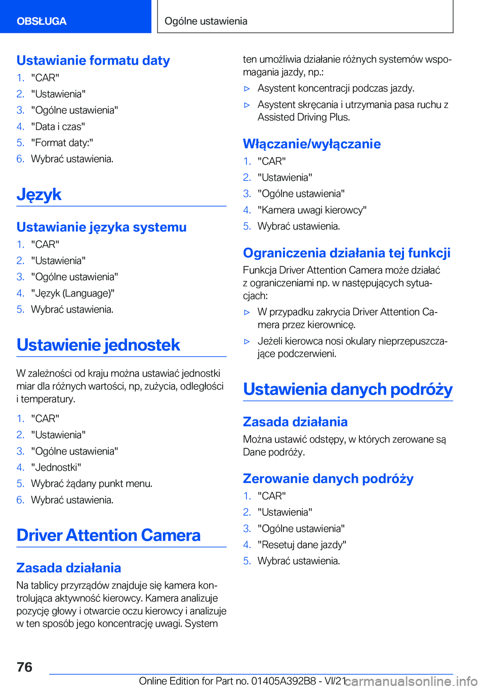 BMW 4 SERIES 2022  Instrukcja obsługi (in Polish) �U�s�t�a�w�i�a�n�i�e��f�o�r�m�a�t�u��d�a�t�y�1�.��C�A�R��2�.��U�s�t�a�w�i�e�n�i�a��3�.��O�g�