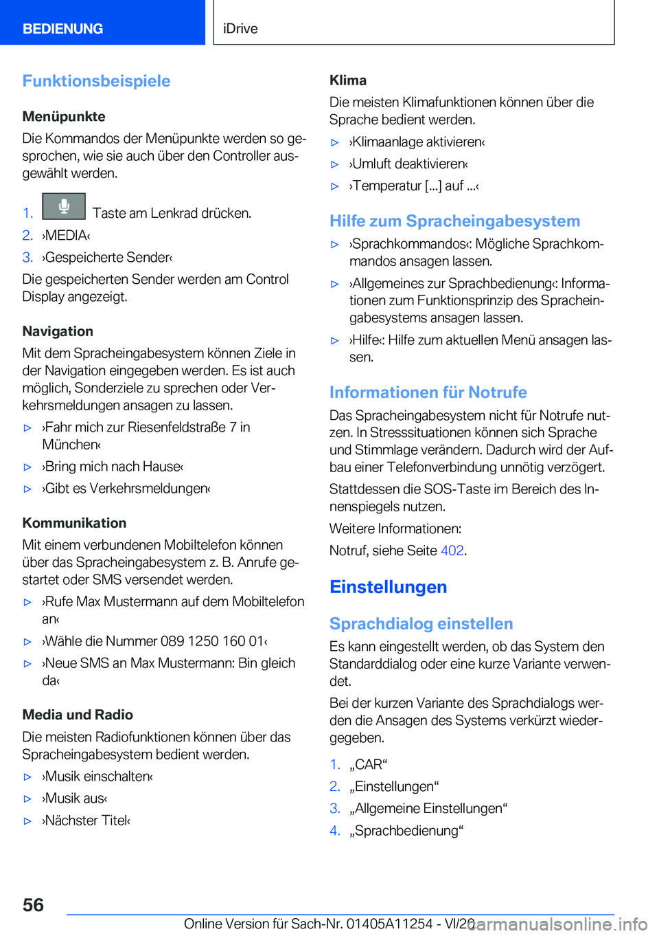 BMW 4 SERIES COUPE 2021  Betriebsanleitungen (in German) �F�u�n�k�t�i�o�n�s�b�e�i�s�p�i�e�l�e
�M�e�n�