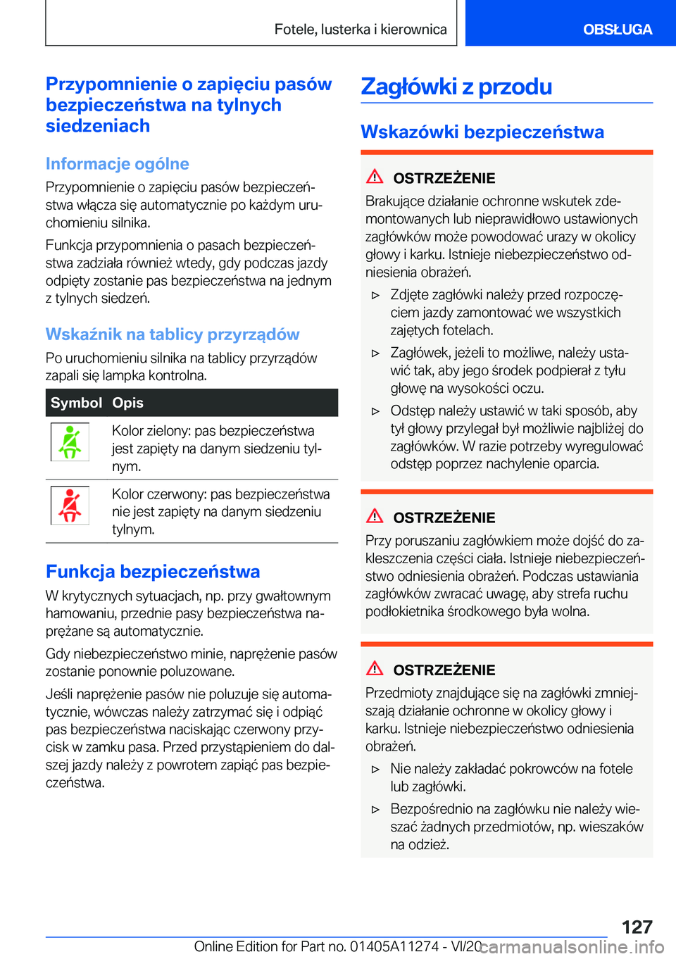 BMW 4 SERIES COUPE 2021  Instrukcja obsługi (in Polish) �P�r�z�y�p�o�m�n�i�e�n�i�e��o��z�a�p�i�