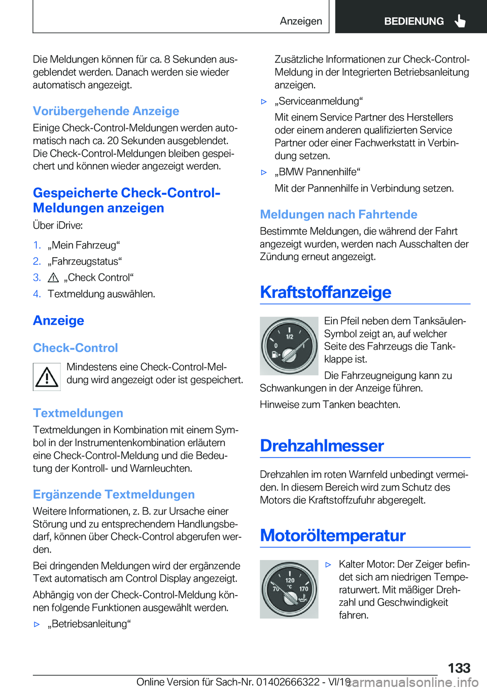 BMW 4 SERIES COUPE 2020  Betriebsanleitungen (in German) �D�i�e��M�e�l�d�u�n�g�e�n��k�