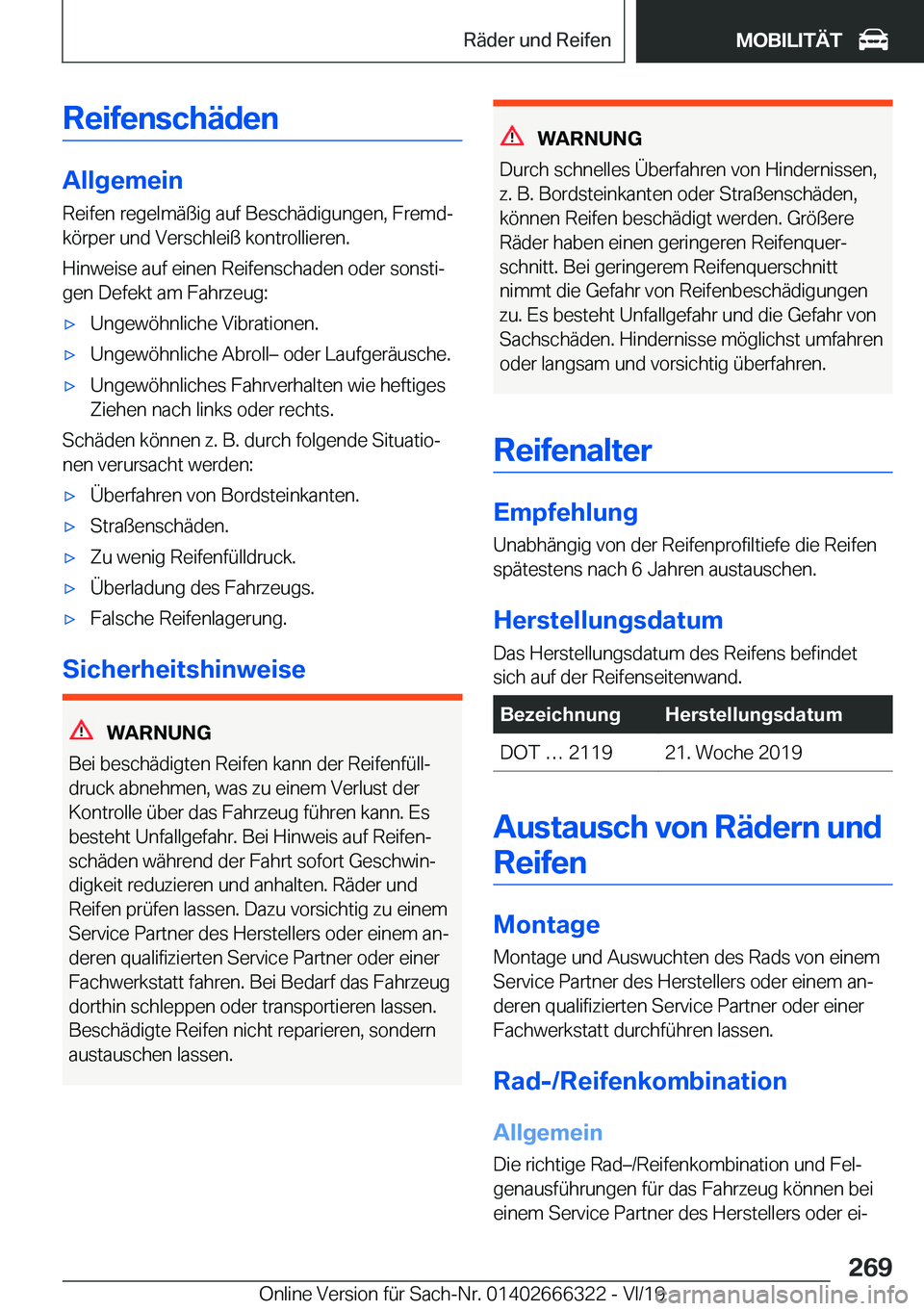 BMW 4 SERIES COUPE 2020  Betriebsanleitungen (in German) �R�e�i�f�e�n�s�c�h�