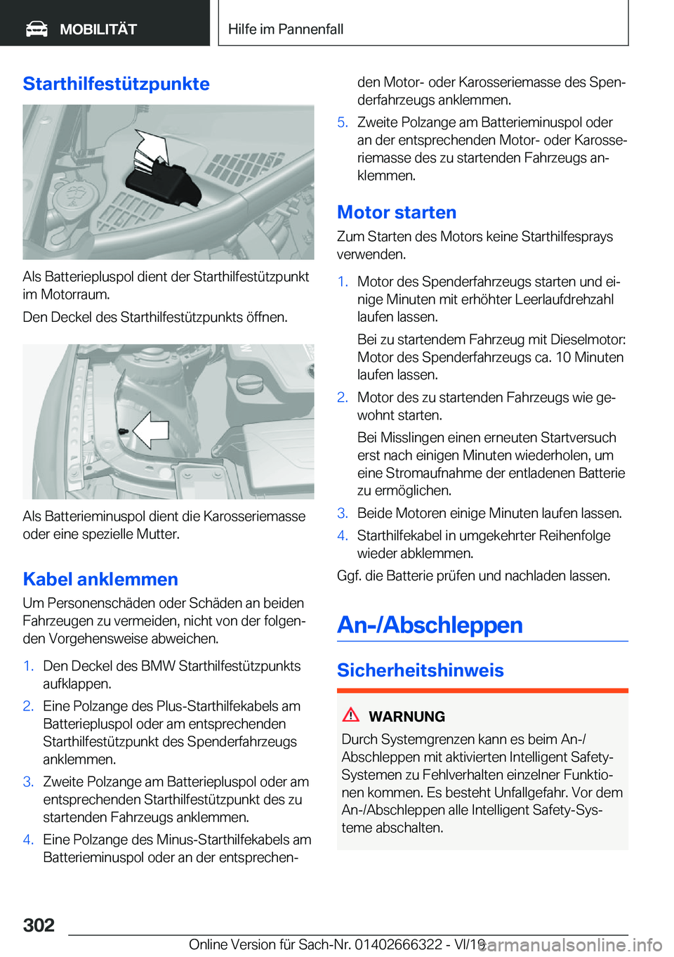 BMW 4 SERIES COUPE 2020  Betriebsanleitungen (in German) �S�t�a�r�t�h�i�l�f�e�s�t�