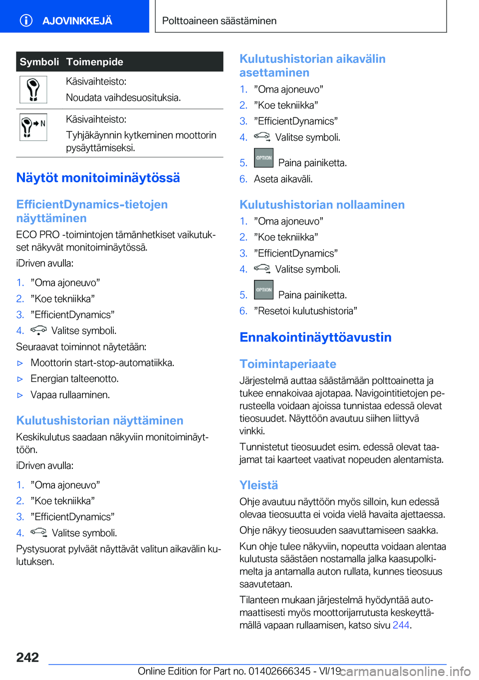 BMW 4 SERIES COUPE 2020  Omistajan Käsikirja (in Finnish) �S�y�m�b�o�l�i�T�o�i�m�e�n�p�i�d�e�K�