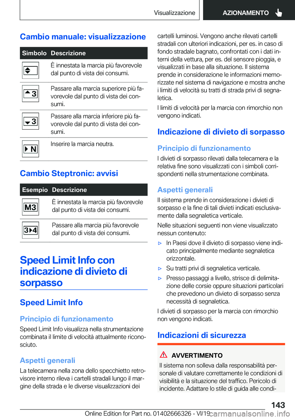 BMW 4 SERIES COUPE 2020  Libretti Di Uso E manutenzione (in Italian) �C�a�m�b�i�o��m�a�n�u�a�l�e�:��v�i�s�u�a�l�i�z�z�a�z�i�o�n�e�S�i�m�b�o�l�o�D�e�s�c�r�i�z�i�o�n�e�