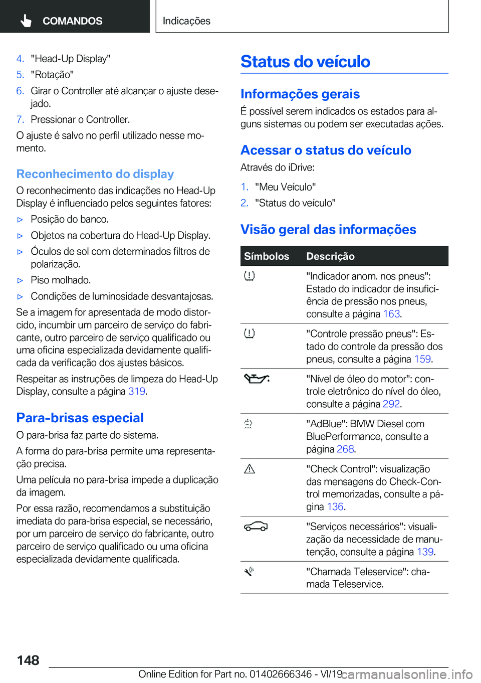 BMW 4 SERIES COUPE 2020  Manual do condutor (in Portuguese) �4�.��H�e�a�d�-�U�p��D�i�s�p�l�a�y��5�.��R�o�t�a�