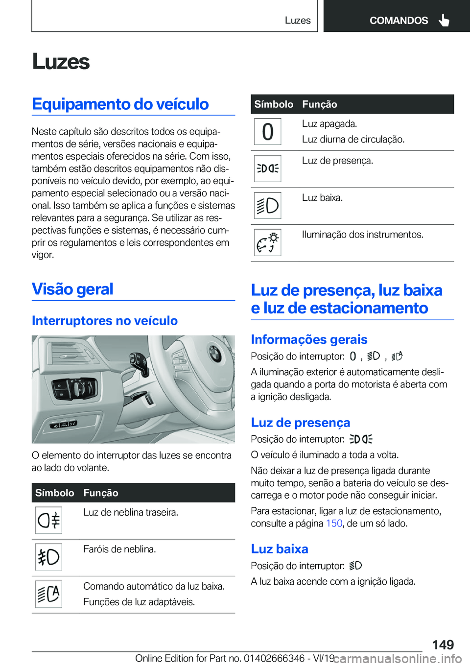 BMW 4 SERIES COUPE 2020  Manual do condutor (in Portuguese) �L�u�z�e�s�E�q�u�i�p�a�m�e�n�t�o��d�o��v�e�