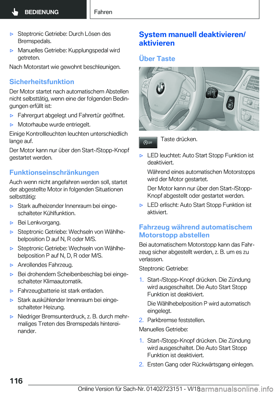 BMW 4 SERIES COUPE 2019  Betriebsanleitungen (in German) x�S�t�e�p�t�r�o�n�i�c��G�e�t�r�i�e�b�e�:��D�u�r�c�h��L�