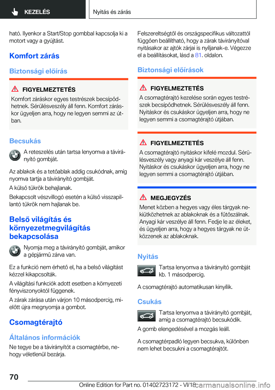 BMW 4 SERIES COUPE 2019  Kezelési útmutató (in Hungarian) �h�a�t�