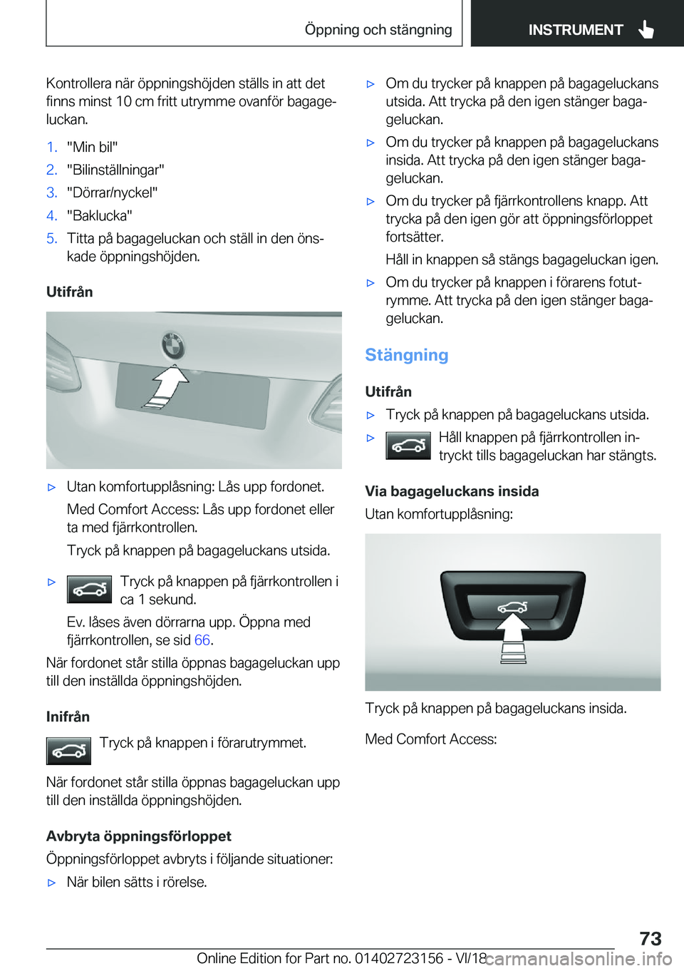 BMW 4 SERIES COUPE 2019  InstruktionsbÖcker (in Swedish) �K�o�n�t�r�o�l�l�e�r�a��n�ä�r��
