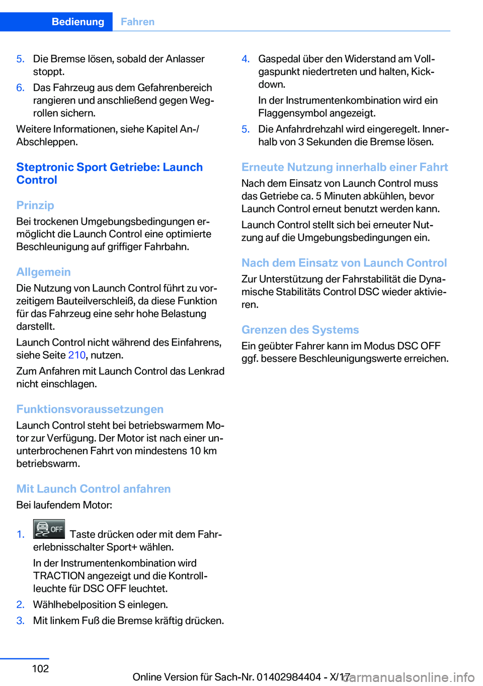 BMW 4 SERIES COUPE 2018  Betriebsanleitungen (in German) �5�.�D�i�e� �B�r�e�m�s�e� �l�