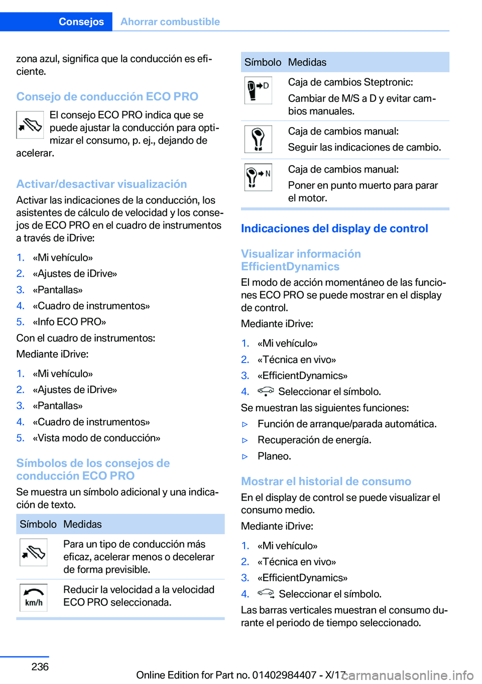 BMW 4 SERIES COUPE 2018  Manuales de Empleo (in Spanish) �z�o�n�a� �a�z�u�l�,� �s�i�g�n�i�f�i�c�a� �q�u�e� �l�a� �c�o�n�d�u�c�c�i�