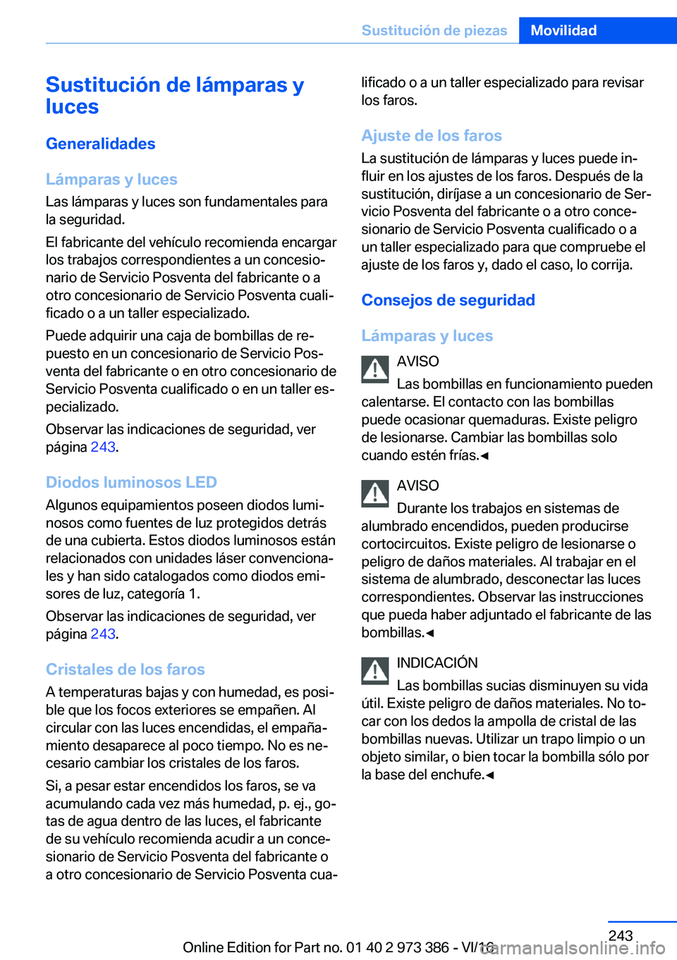 BMW 4 SERIES COUPE 2017  Manuales de Empleo (in Spanish) �S�u�s�t�i�t�u�c�i�