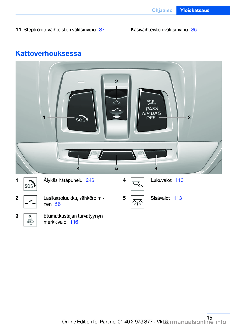 BMW 4 SERIES COUPE 2017  Omistajan Käsikirja (in Finnish) �1�1�S�t�e�p�t�r�o�n�i�c�-�v�a�i�h�t�e�i�s�t�o�n� �v�a�l�i�t�s�i�n�v�i�p�u\_�8�7�K�
