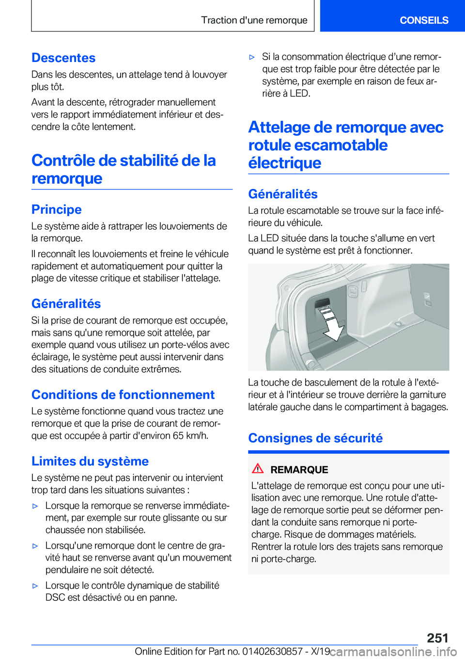 BMW 4 SERIES GRAN COUPE 2020  Notices Demploi (in French) �D�e�s�c�e�n�t�e�s
�D�a�n�s��l�e�s��d�e�s�c�e�n�t�e�s�,��u�n��a�t�t�e�l�a�g�e��t�e�n�d��