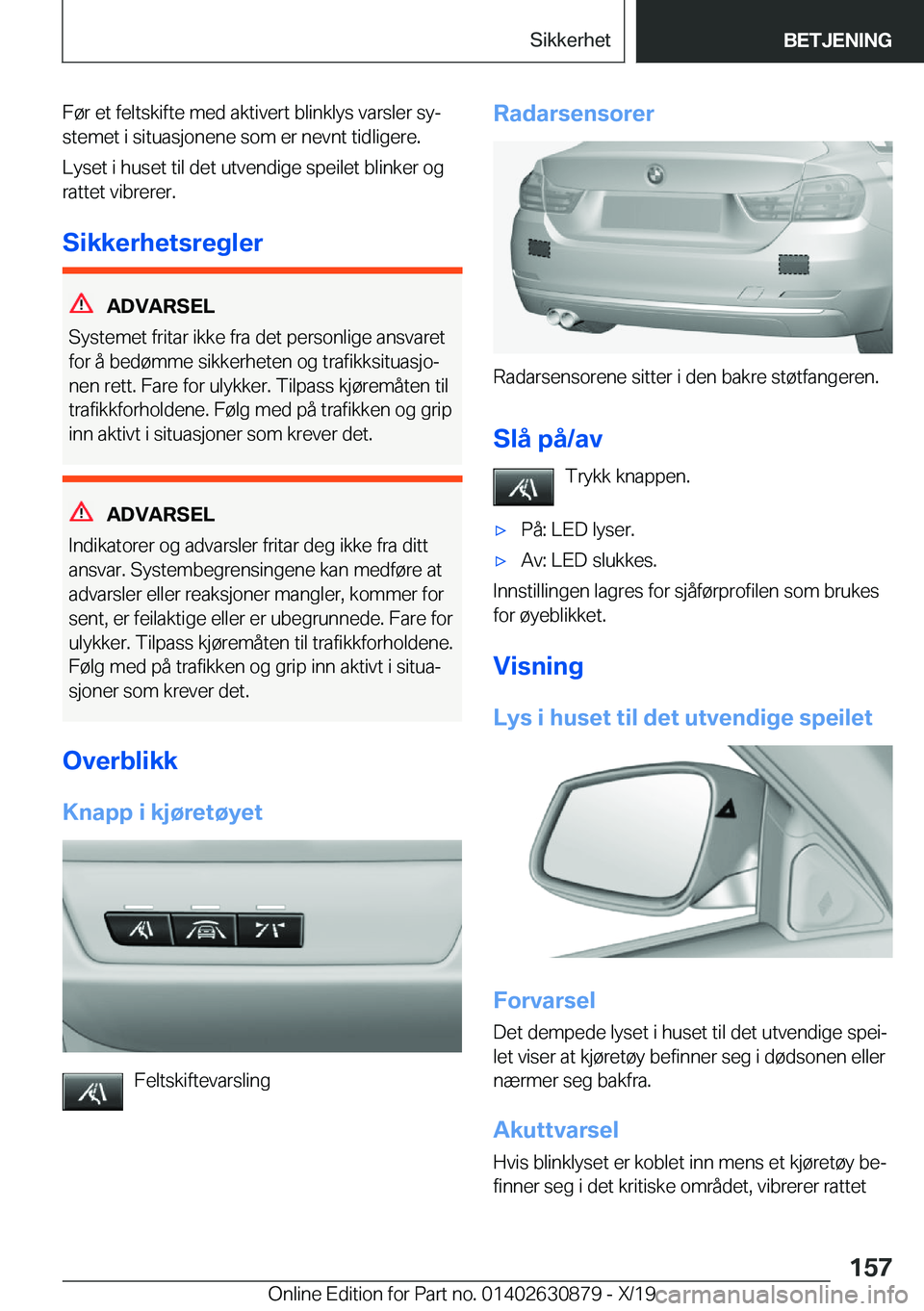 BMW 4 SERIES GRAN COUPE 2020  InstruksjonsbØker (in Norwegian) �F�