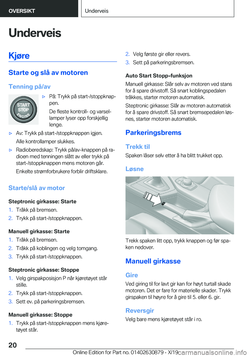 BMW 4 SERIES GRAN COUPE 2020  InstruksjonsbØker (in Norwegian) �U�n�d�e�r�v�e�i�s�K�j�