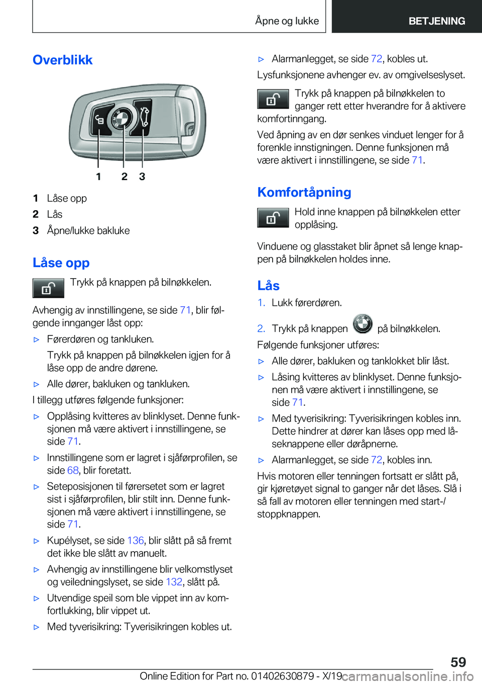 BMW 4 SERIES GRAN COUPE 2020  InstruksjonsbØker (in Norwegian) �O�v�e�r�b�l�i�k�k�1�L�å�s�e��o�p�p�2�L�å�s�3�