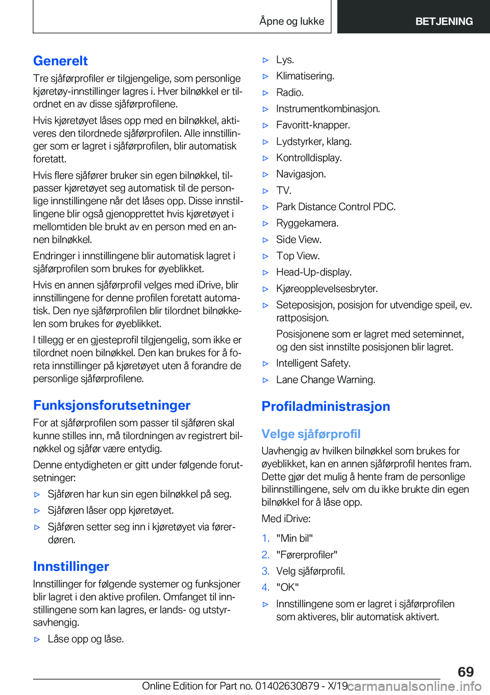 BMW 4 SERIES GRAN COUPE 2020  InstruksjonsbØker (in Norwegian) �G�e�n�e�r�e�l�t�T�r�e��s�j�å�f�
