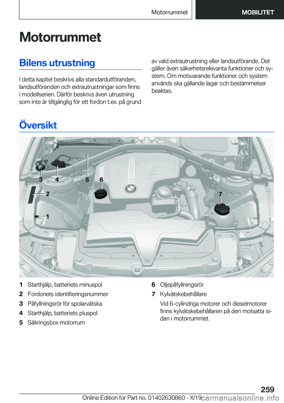BMW 4 SERIES GRAN COUPE 2020  InstruktionsbÖcker (in Swedish) �M�o�t�o�r�r�u�m�m�e�t�B�i�l�e�n�s��u�t�r�u�s�t�n�i�n�g
�I��d�e�t�t�a��k�a�p�i�t�e�l��b�e�s�k�r�i�v�s��a�l�l�a��s�t�a�n�d�a�r�d�u�t�f�