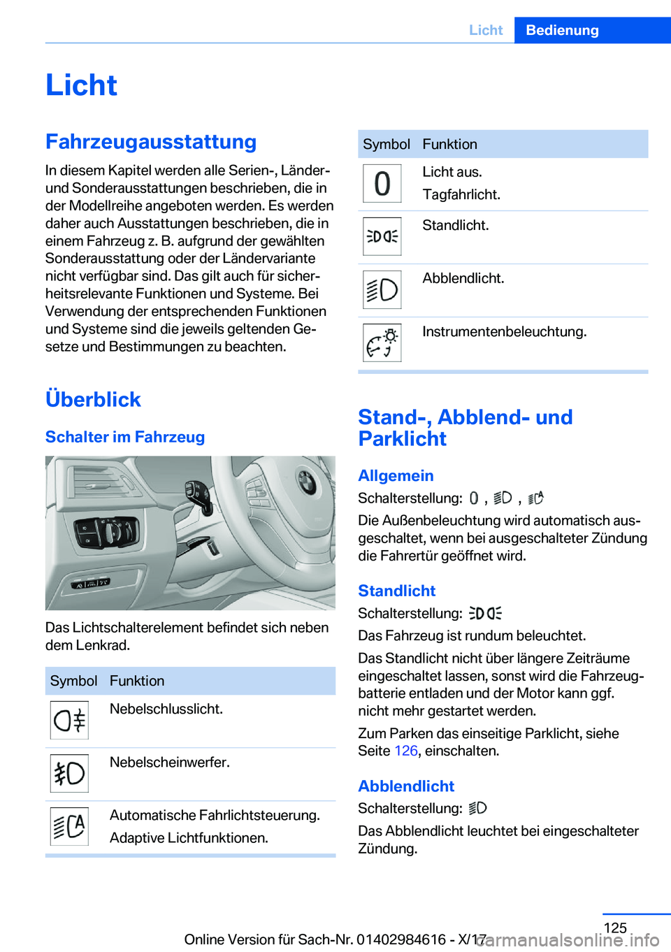 BMW 4 SERIES GRAN COUPE 2018  Betriebsanleitungen (in German) �L�i�c�h�t�F�a�h�r�z�e�u�g�a�u�s�s�t�a�t�t�u�n�g
�I�n� �d�i�e�s�e�m� �K�a�p�i�t�e�l� �w�e�r�d�e�n� �a�l�l�e� �S�e�r�i�e�n�-�,� �L�