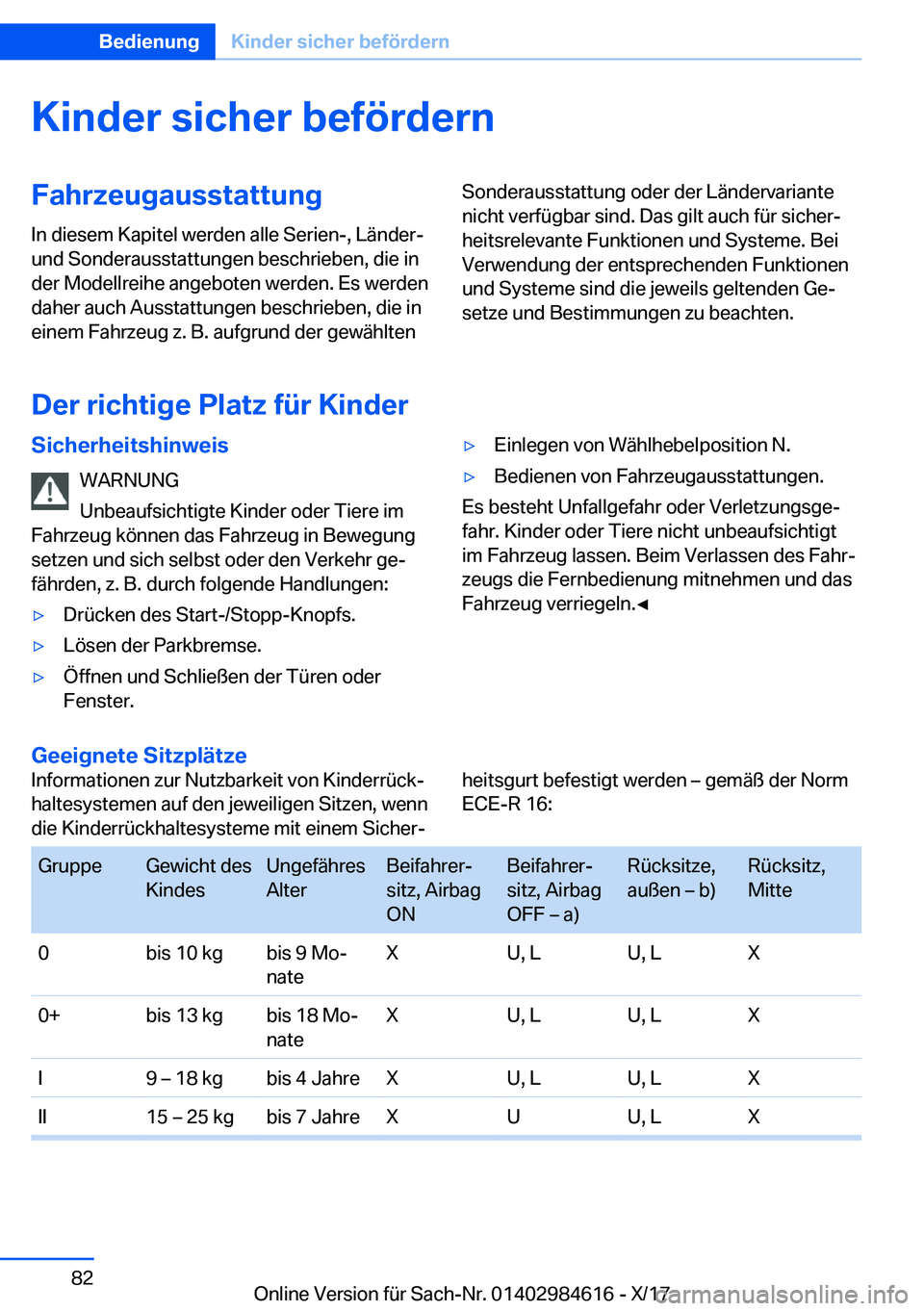 BMW 4 SERIES GRAN COUPE 2018  Betriebsanleitungen (in German) �K�i�n�d�e�r��s�i�c�h�e�r��b�e�f�