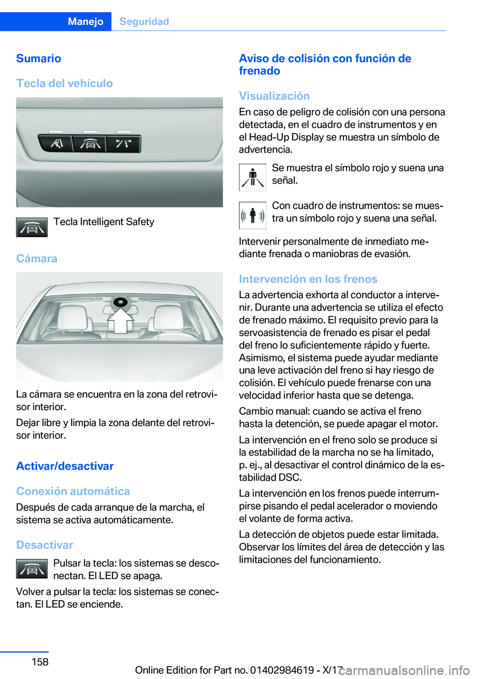BMW 4 SERIES GRAN COUPE 2018  Manuales de Empleo (in Spanish) �S�u�m�a�r�i�o
�T�e�c�l�a��d�e�l��v�e�h�