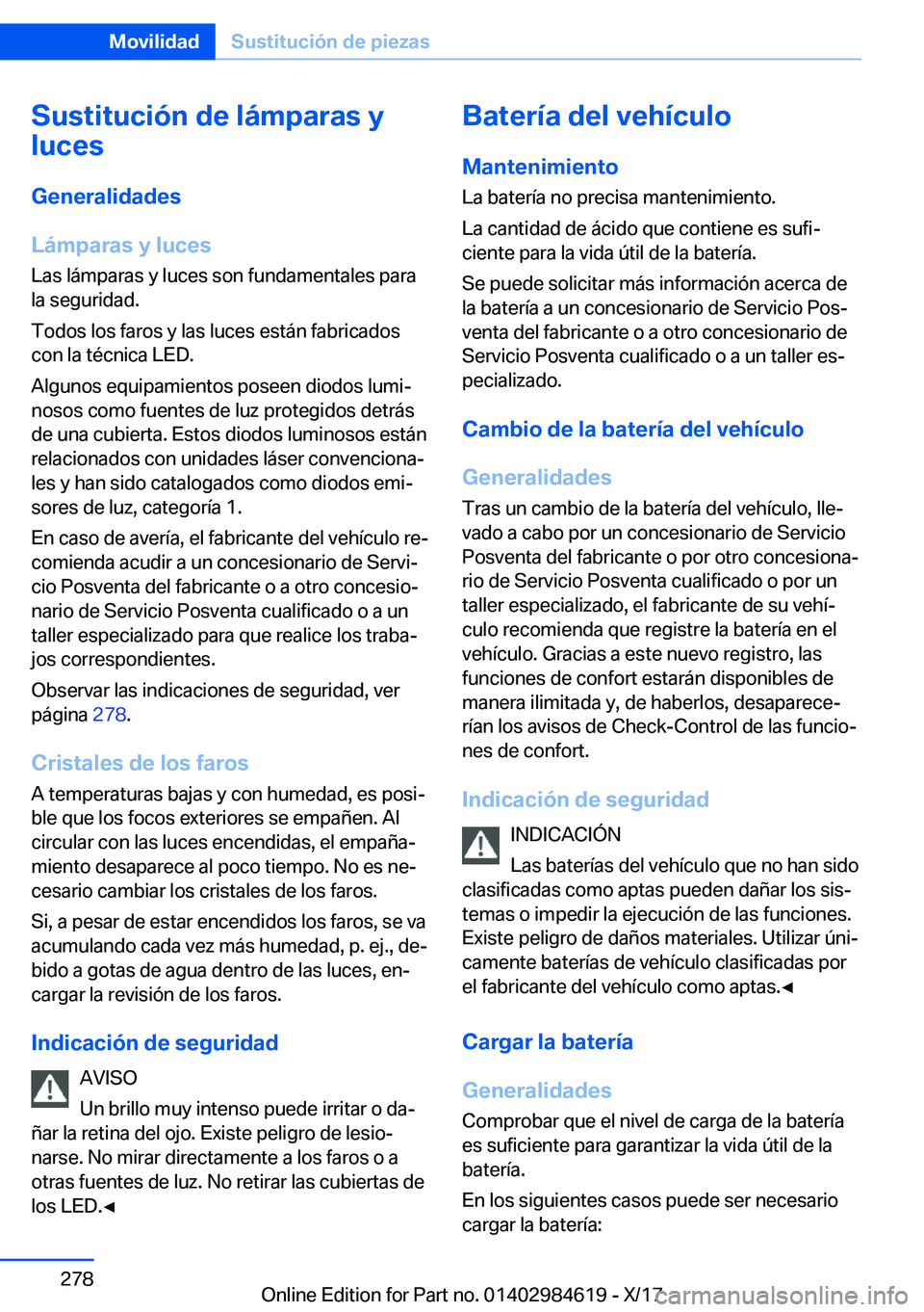 BMW 4 SERIES GRAN COUPE 2018  Manuales de Empleo (in Spanish) �S�u�s�t�i�t�u�c�i�