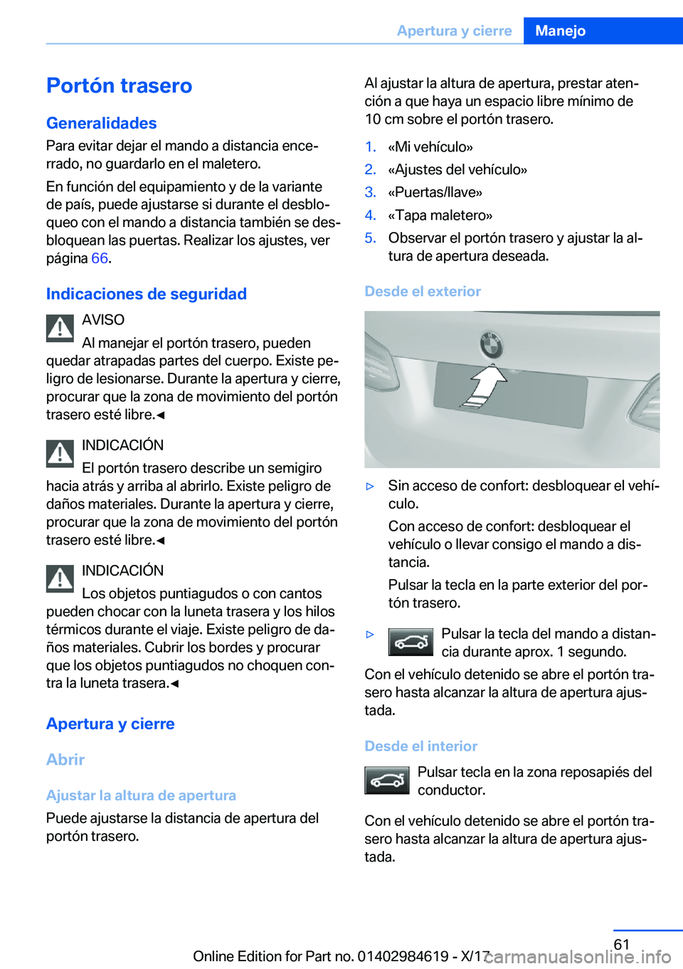 BMW 4 SERIES GRAN COUPE 2018  Manuales de Empleo (in Spanish) �P�o�r�t�
