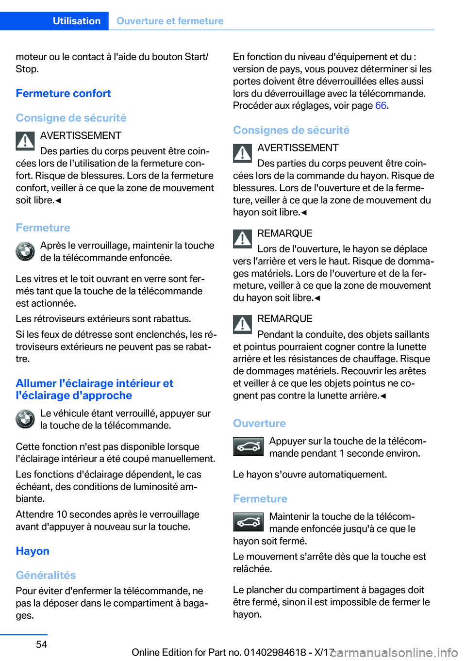 BMW 4 SERIES GRAN COUPE 2018  Notices Demploi (in French) �m�o�t�e�u�r� �o�u� �l�e� �c�o�n�t�a�c�t� �