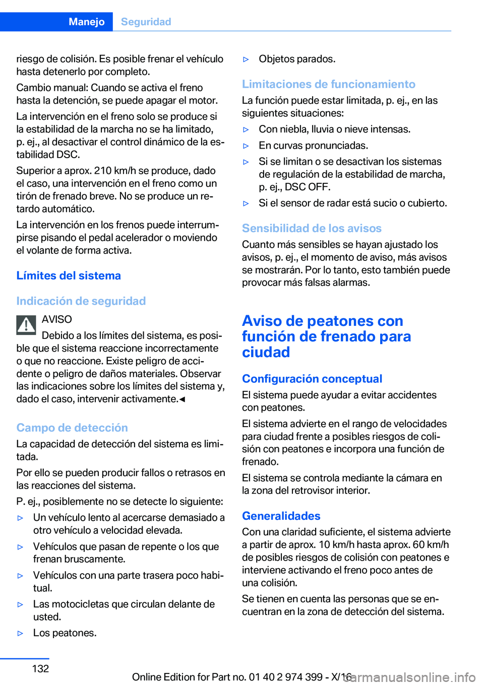 BMW 4 SERIES GRAN COUPE 2017  Manuales de Empleo (in Spanish) �r�i�e�s�g�o� �d�e� �c�o�l�i�s�i�