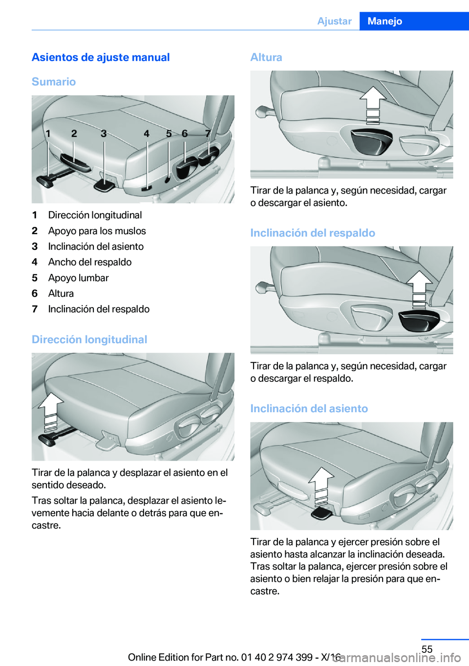 BMW 4 SERIES GRAN COUPE 2017  Manuales de Empleo (in Spanish) �A�s�i�e�n�t�o�s��d�e��a�j�u�s�t�e��m�a�n�u�a�l
�S�u�m�a�r�i�o�1�D�i�r�e�c�c�i�