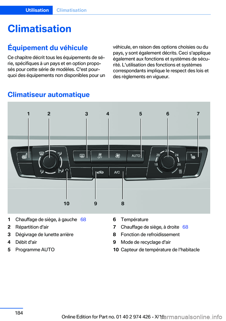 BMW 4 SERIES GRAN COUPE 2017  Notices Demploi (in French) �C�l�i�m�a�t�i�s�a�t�i�o�n�