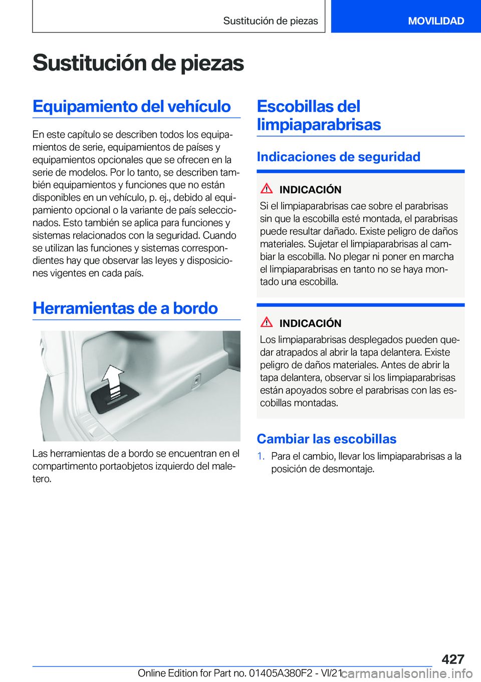 BMW 5 SERIES 2022  Manuales de Empleo (in Spanish) �S�u�s�t�i�t�u�c�i�