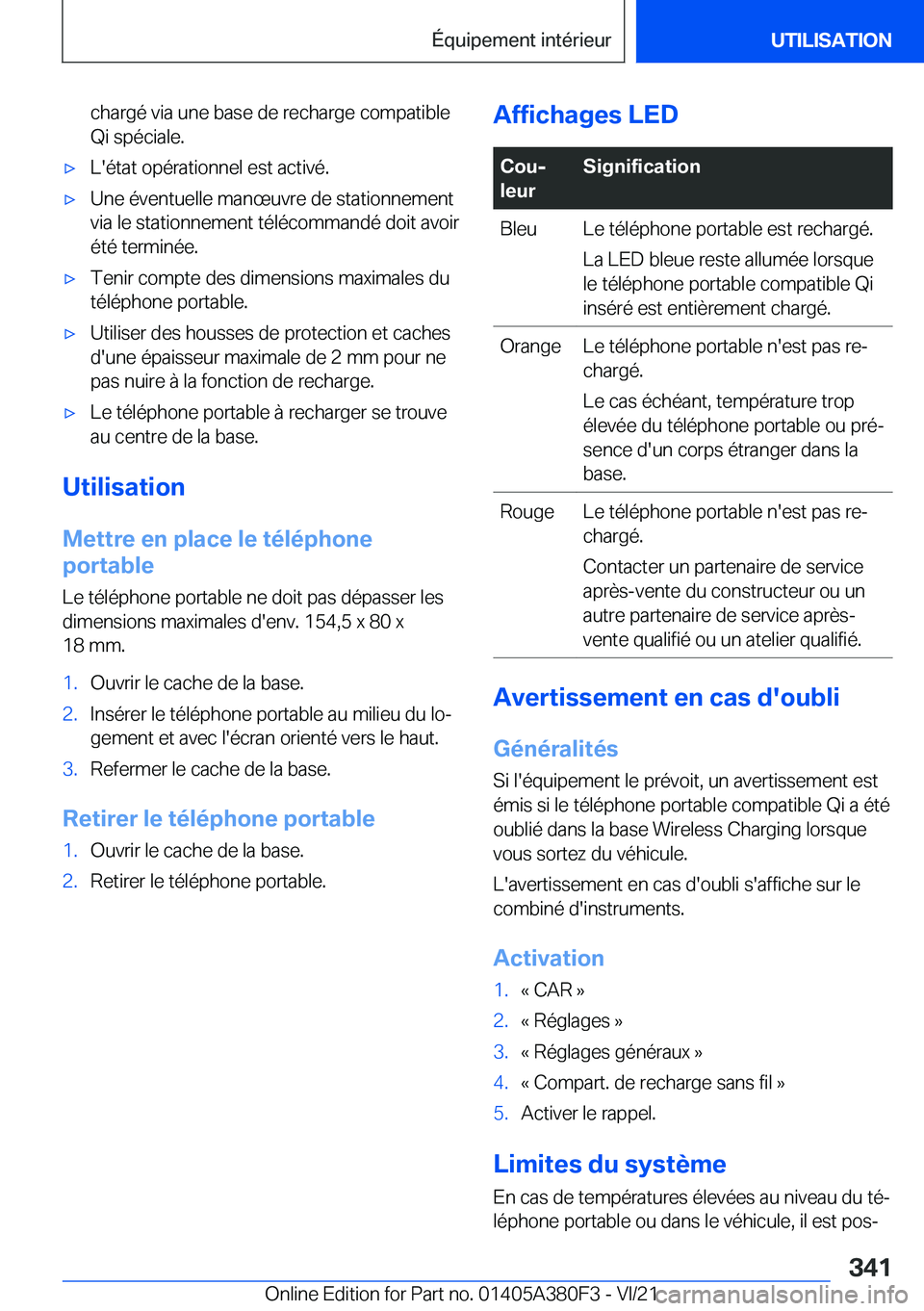 BMW 5 SERIES 2022  Notices Demploi (in French) �c�h�a�r�g�é��v�i�a��u�n�e��b�a�s�e��d�e��r�e�c�h�a�r�g�e��c�o�m�p�a�t�i�b�l�e
�Q�i��s�p�é�c�i�a�l�e�.'x�L�'�é�t�a�t��o�p�é�r�a�t�i�o�n�n�e�l��e�s�t��a�c�t�i�v�é�.'x�U�n�e�
