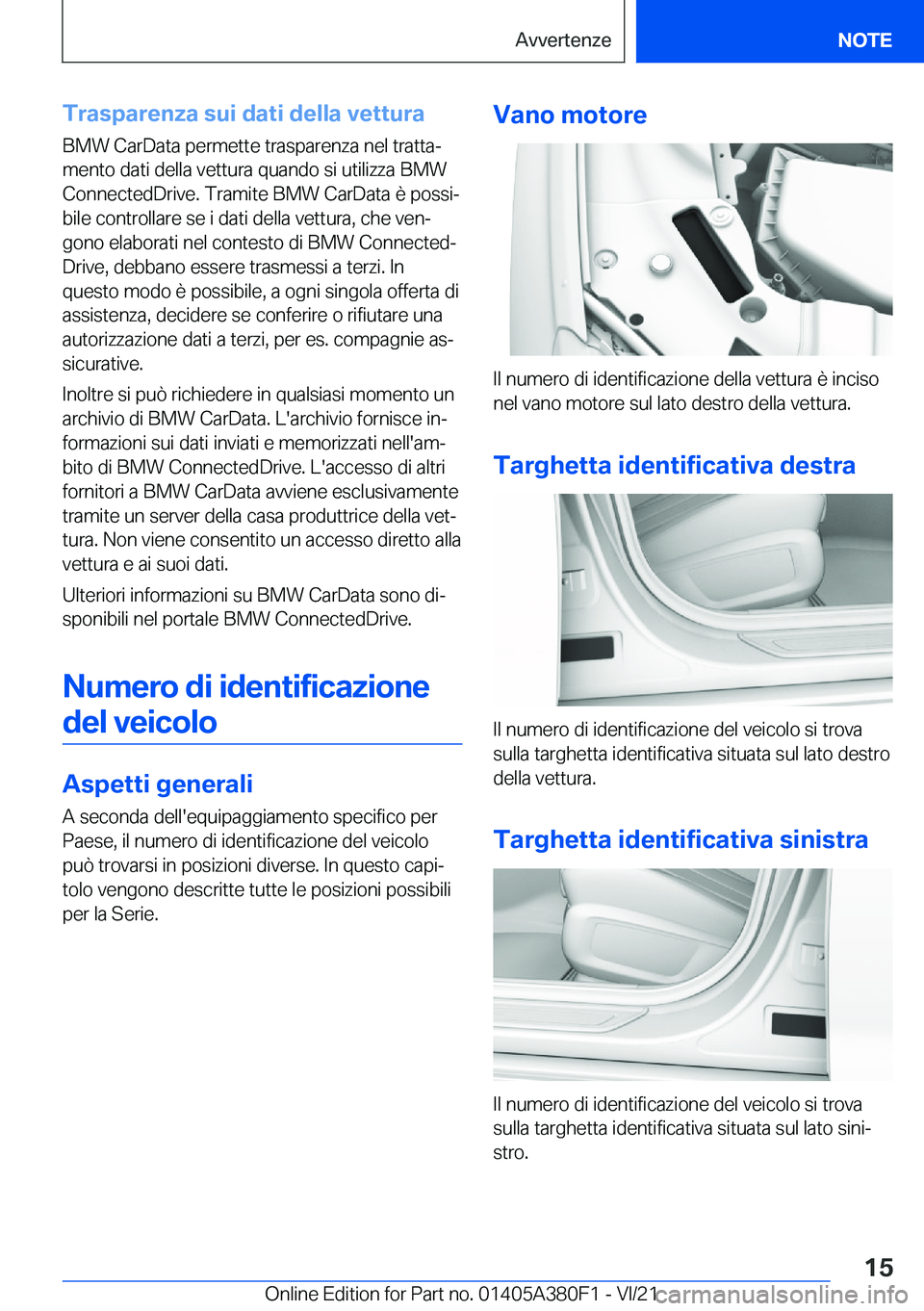 BMW 5 SERIES 2022  Libretti Di Uso E manutenzione (in Italian) �T�r�a�s�p�a�r�e�n�z�a��s�u�i��d�a�t�i��d�e�l�l�a��v�e�t�t�u�r�a�B�M�W��C�a�r�D�a�t�a��p�e�r�m�e�t�t�e��t�r�a�s�p�a�r�e�n�z�a��n�e�l��t�r�a�t�t�aª�m�e�n�t�o��d�a�t�i��d�e�l�l�a��v�e�t�t�