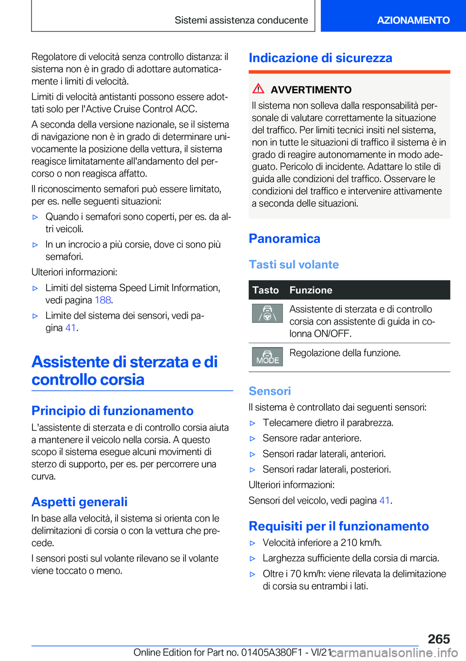 BMW 5 SERIES 2022  Libretti Di Uso E manutenzione (in Italian) �R�e�g�o�l�a�t�o�r�e��d�i��v�e�l�o�c�i�t�