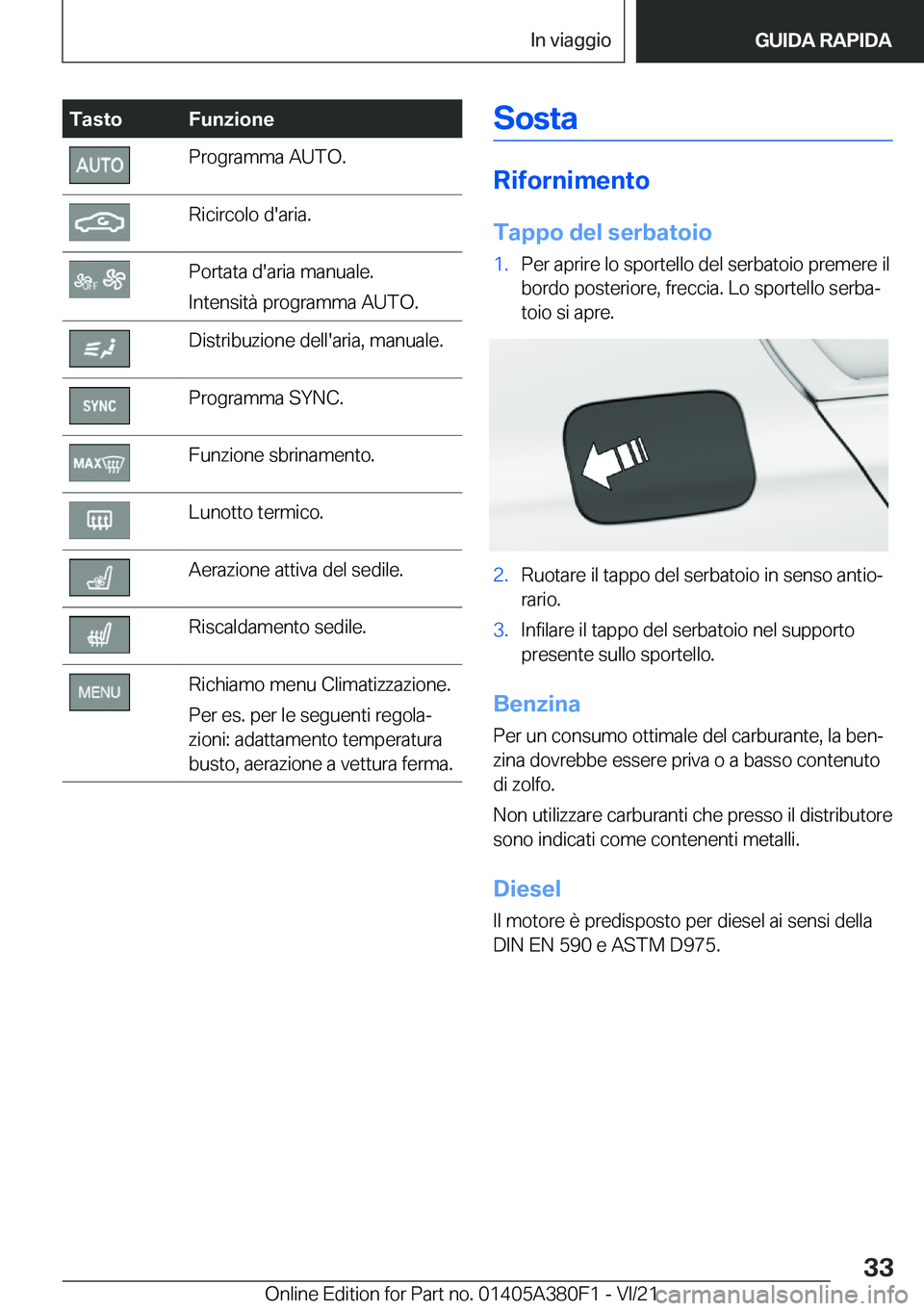 BMW 5 SERIES 2022  Libretti Di Uso E manutenzione (in Italian) �T�a�s�t�o�F�u�n�z�i�o�n�e�P�r�o�g�r�a�m�m�a��A�U�T�O�.�R�i�c�i�r�c�o�l�o��d�'�a�r�i�a�.�P�o�r�t�a�t�a��d�'�a�r�i�a��m�a�n�u�a�l�e�.
�I�n�t�e�n�s�i�t�