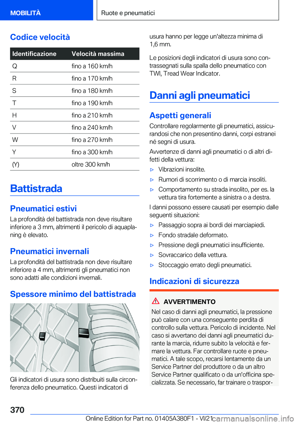 BMW 5 SERIES 2022  Libretti Di Uso E manutenzione (in Italian) �C�o�d�i�c�e��v�e�l�o�c�i�t�