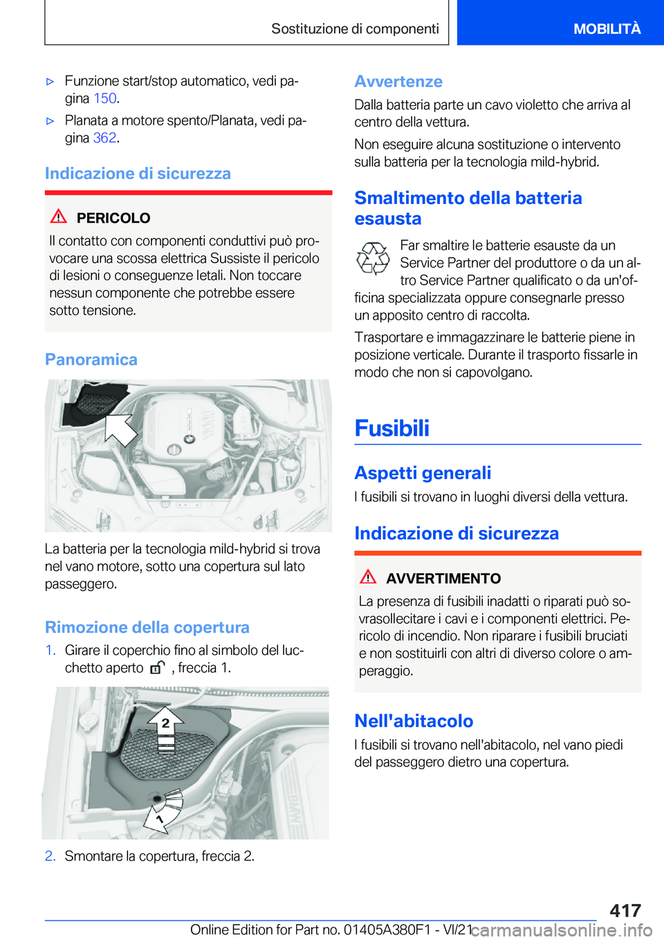 BMW 5 SERIES 2022  Libretti Di Uso E manutenzione (in Italian) 'x�F�u�n�z�i�o�n�e��s�t�a�r�t�/�s�t�o�p��a�u�t�o�m�a�t�i�c�o�,��v�e�d�i��p�aª
�g�i�n�a� �1�5�0�.'x�P�l�a�n�a�t�a��a��m�o�t�o�r�e��s�p�e�n�t�o�/�P�l�a�n�a�t�a�,��v�e�d�i��p�aª
�g�