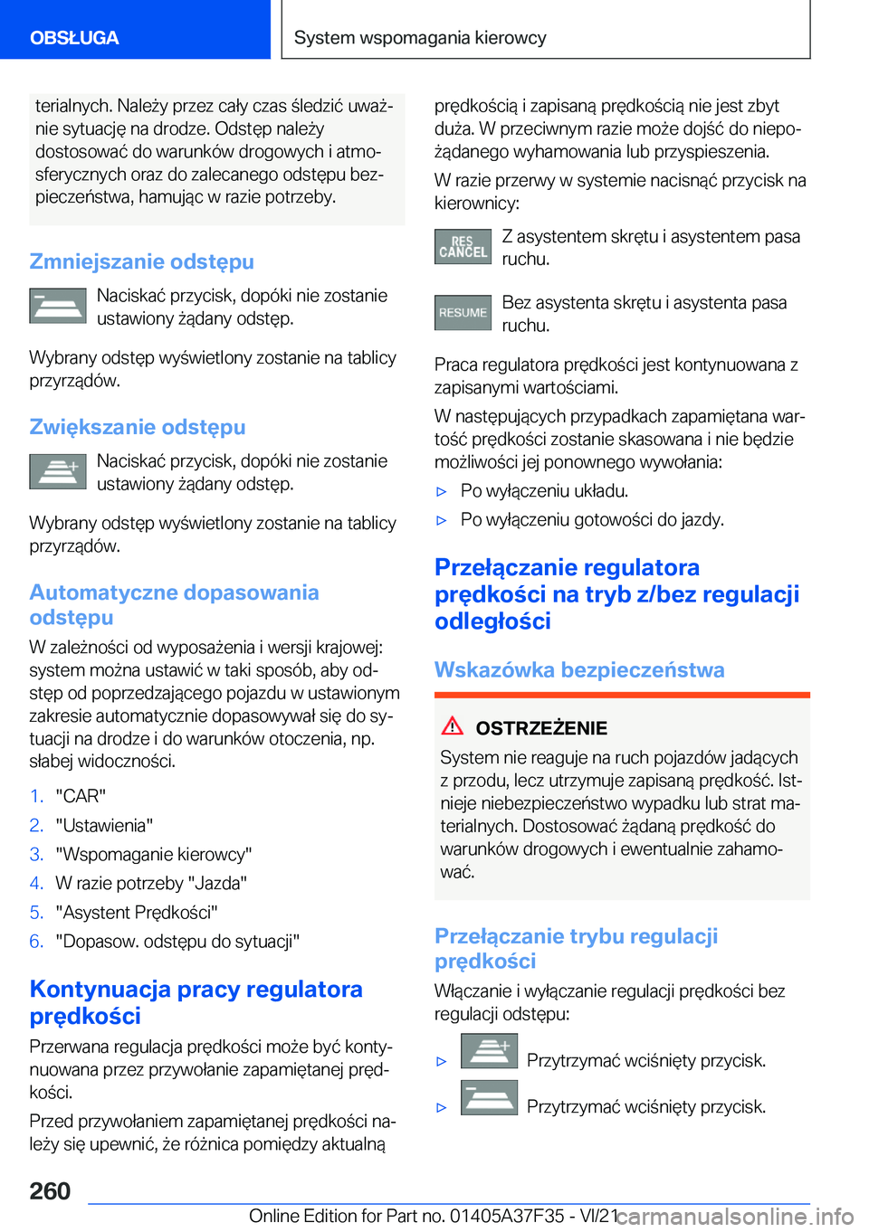 BMW 5 SERIES 2022  Instrukcja obsługi (in Polish) �t�e�r�i�a�l�n�y�c�h�.��N�a�l�e9�y��p�r�z�e�z��c�a�ł�y��c�z�a�s��l�e�d�z�i�