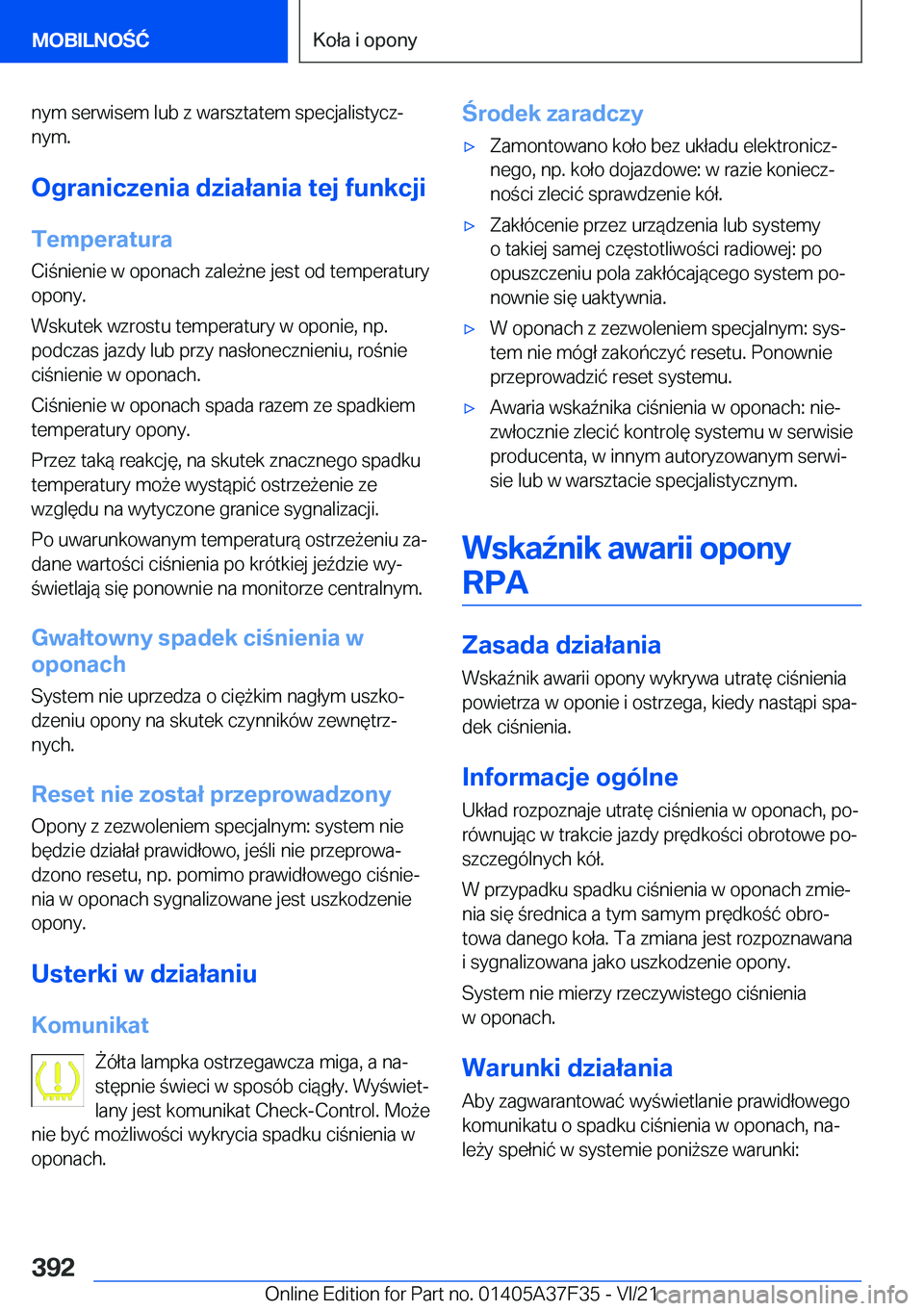 BMW 5 SERIES 2022  Instrukcja obsługi (in Polish) �n�y�m��s�e�r�w�i�s�e�m��l�u�b��z��w�a�r�s�z�t�a�t�e�m��s�p�e�c�j�a�l�i�s�t�y�c�zj
�n�y�m�.
�O�g�r�a�n�i�c�z�e�n�i�a��d�z�i�a�ł�a�n�i�a��t�e�j��f�u�n�k�c�j�i �T�e�m�p�e�r�a�t�u�r�a
�C�i�n�