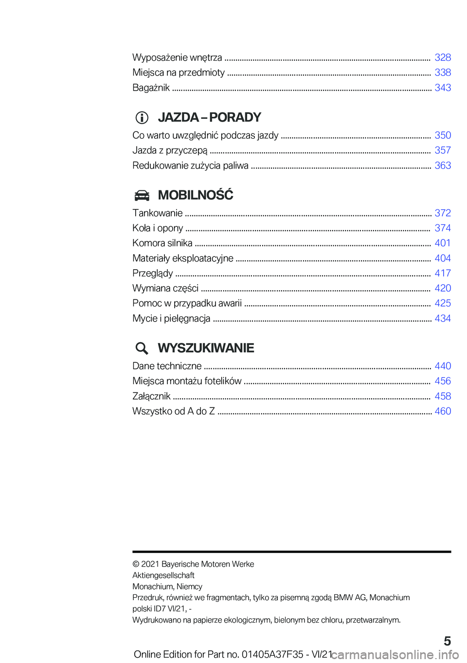 BMW 5 SERIES 2022  Instrukcja obsługi (in Polish) �W�y�p�o�s�a9�e�n�i�e��w�n�