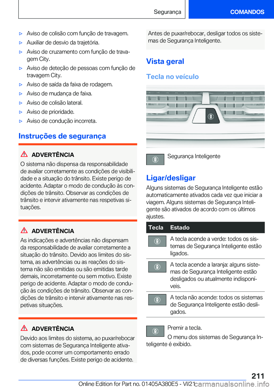 BMW 5 SERIES 2022  Manual do condutor (in Portuguese) x�A�v�i�s�o��d�e��c�o�l�i�s�ã�o��c�o�m��f�u�n�