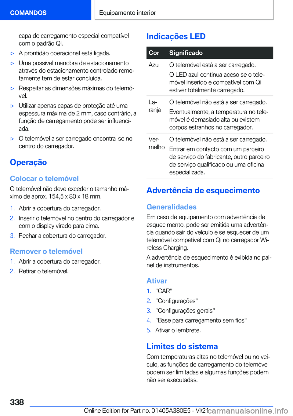 BMW 5 SERIES 2022  Manual do condutor (in Portuguese) �c�a�p�a��d�e��c�a�r�r�e�g�a�m�e�n�t�o��e�s�p�e�c�i�a�l��c�o�m�p�a�t�