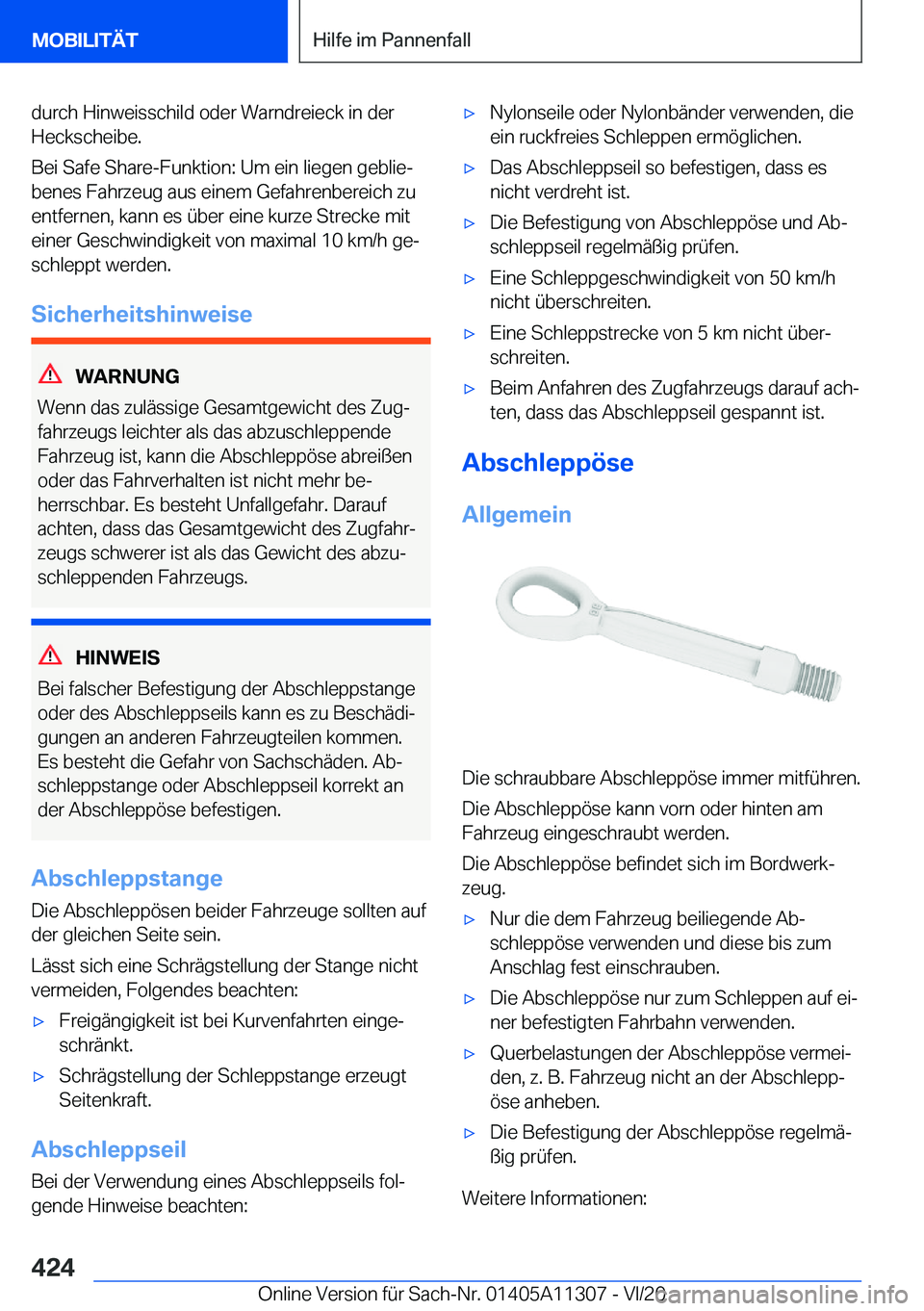 BMW 5 SERIES 2021  Betriebsanleitungen (in German) �d�u�r�c�h��H�i�n�w�e�i�s�s�c�h�i�l�d��o�d�e�r��W�a�r�n�d�r�e�i�e�c�k��i�n��d�e�r
�H�e�c�k�s�c�h�e�i�b�e�.
�B�e�i��S�a�f�e��S�h�a�r�e�-�F�u�n�k�t�i�o�n�:��U�m��e�i�n��l�i�e�g�e�n��g�e�b�l�i